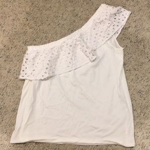 White one-shoulder top